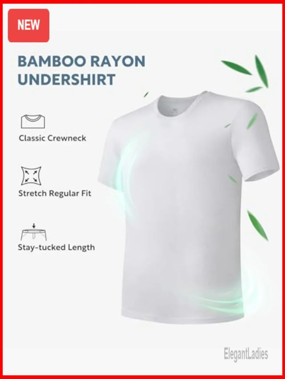 Moisture-Wicking Bamboo Undershirts 3-Pack Slim Fit Long Stay-Tucked